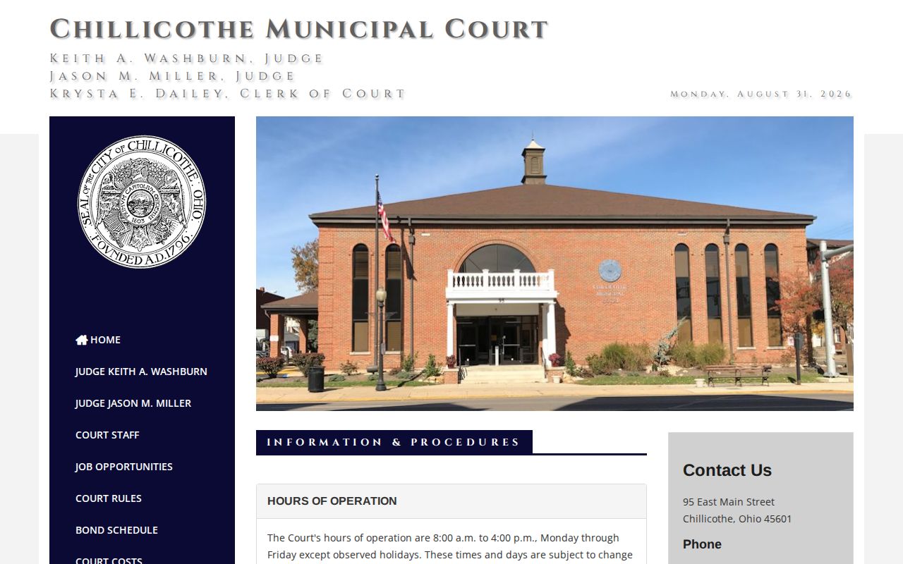 Ross County Chillicothe court docket Municipal Court service page