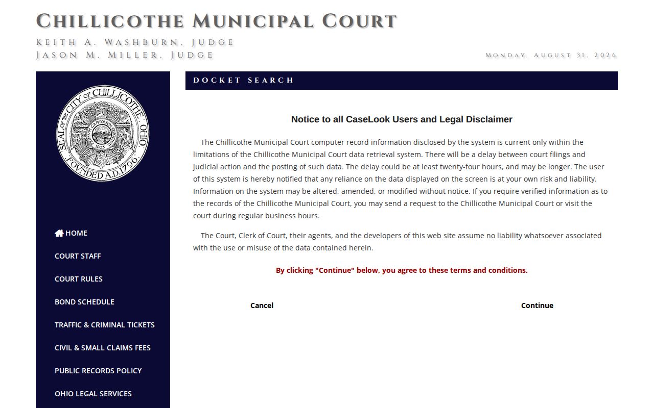 Ross County Chillicothe court docket CaseLook search form