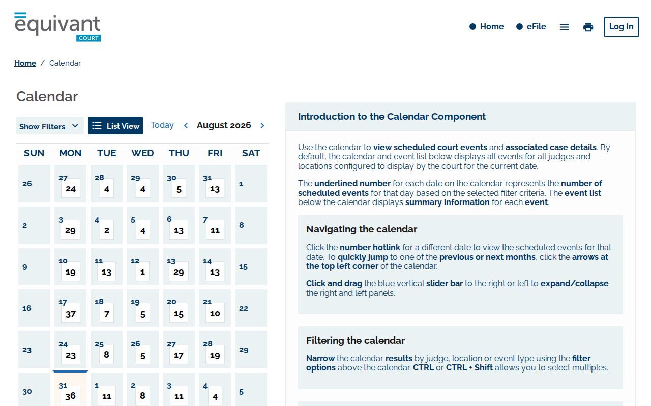 Ross County court calendar eAccess schedule interface
