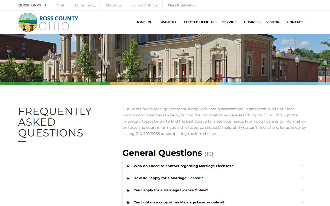 Ross County court docket source for clerk case record questions