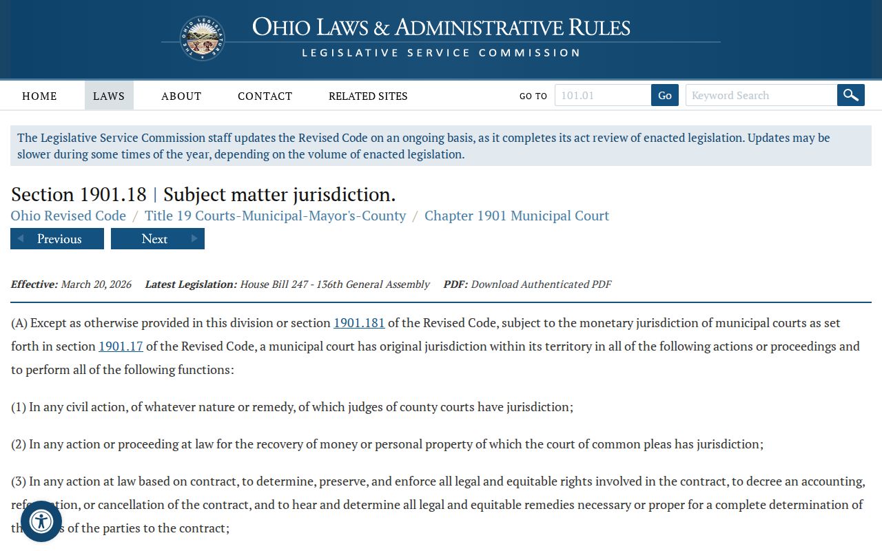 Ross County traffic court record source for Municipal Court traffic jurisdiction